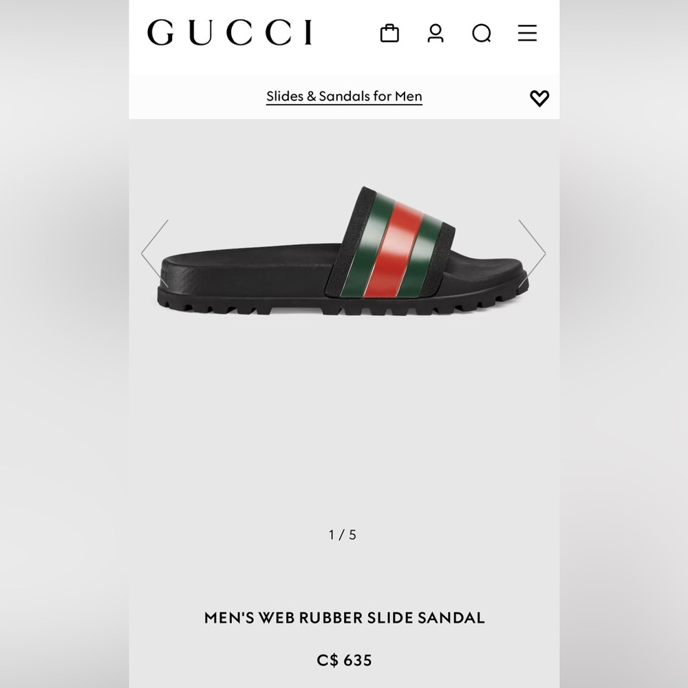 Gucci Rubber Web Slide Sandal
